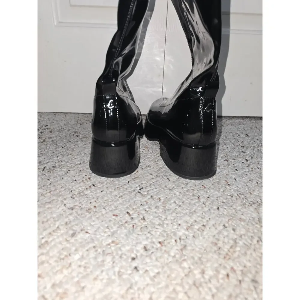 Sam Elderman Circus NY Black Patent Kimberly Boots Size 9 EUC